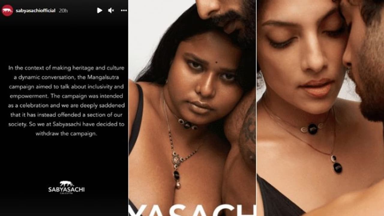 മോഡലുകൾ അർദ്ധനഗ്നരായ സംഭവം: സബ്യസാചിയുടെ മംഗൾസൂത്ര പരസ്യം വിമർശനത്തെ തുടർന്ന് പിൻവലിച്ചു മോഡലുകൾ അർദ്ധനഗ്നരായ സംഭവം: സബ്യസാചിയുടെ മംഗൾസൂത്ര പരസ്യം വിമർശനത്തെ തുടർന്ന് പിൻവലിച്ചു