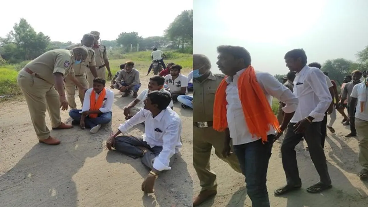 పెద్ద‌ప‌ల్లి ఎమ్మెల్యే దాస‌రి మ‌నోహ‌ర్ రెడ్డిని అడ్డుకున్న బీజేపీ నేతలు...(వీడియో)