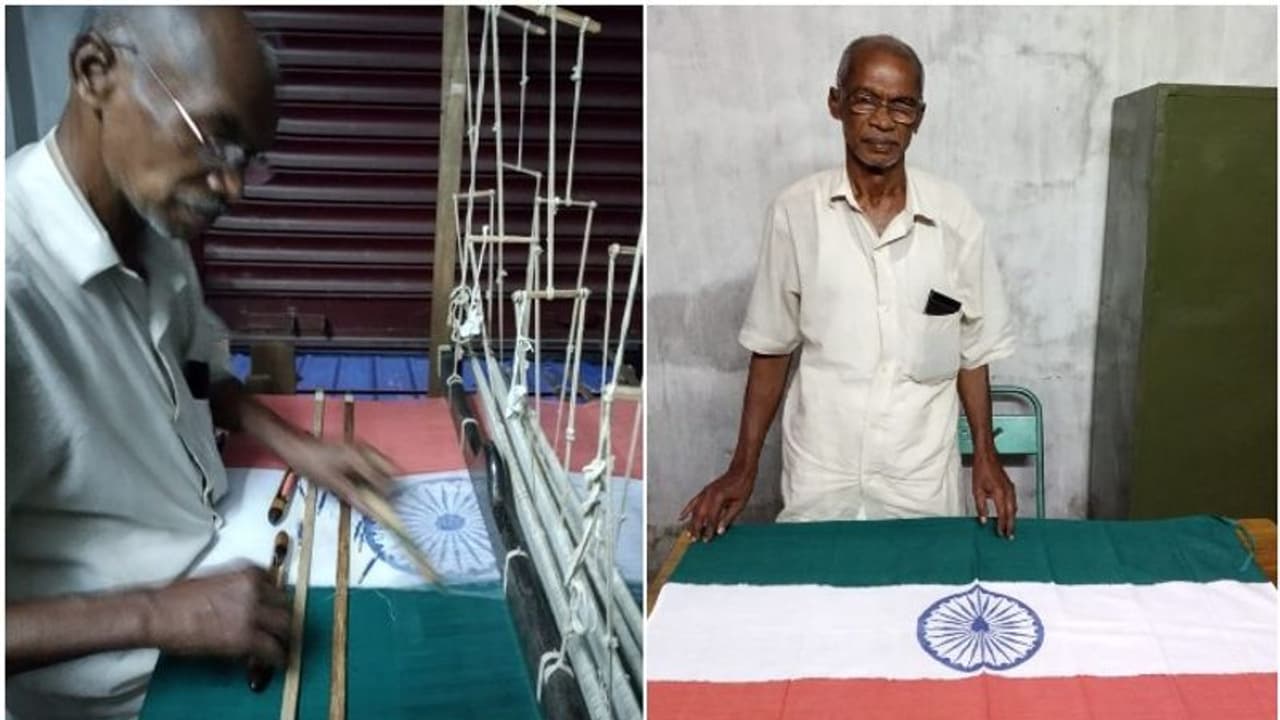 കൈത്തറിയിൽ ദേശീയപതാക നെയ്ത് നെയ്ത്ത് തൊഴിലാളി അയ്യപ്പൻ