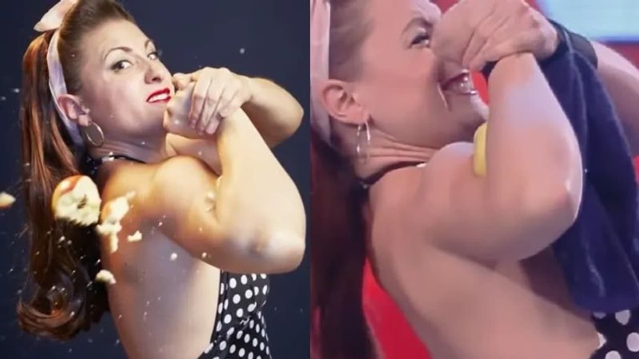 ബൈസെപ് കൊണ്ട് ആപ്പിൾ ഉടച്ച് റെക്കോര്‍ഡ് നേടി യുവതി; വീഡിയോ