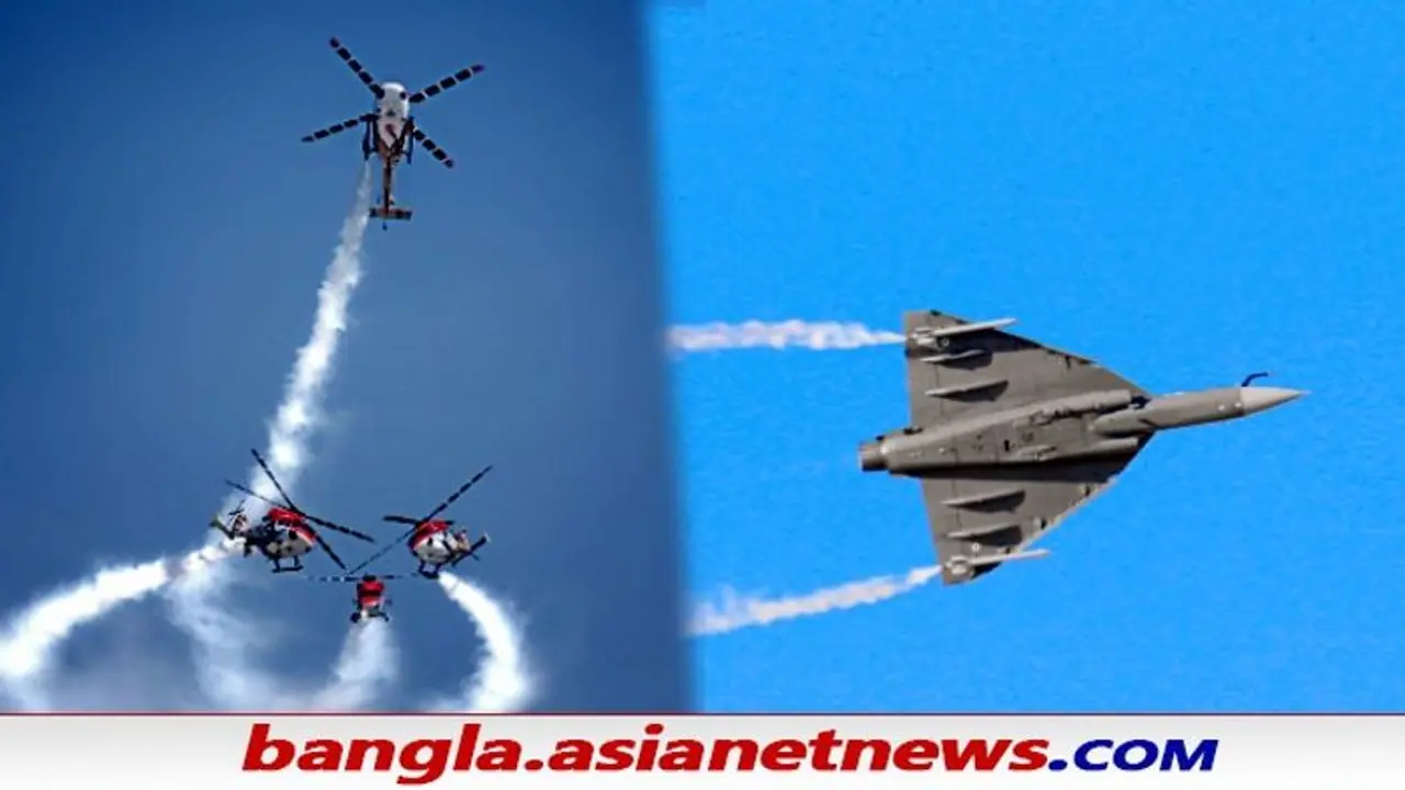 Dubai Airshow: মরুদেশ কাঁপালো বায়ুসেনার তেজস বিমান, সঙ্গ দিল 'সারং' ও 'সূর্যকীরণ', দেখুন Dubai Airshow: মরুদেশ কাঁপালো বায়ুসেনার তেজস বিমান, সঙ্গ দিল 'সারং' ও 'সূর্যকীরণ', দেখুন