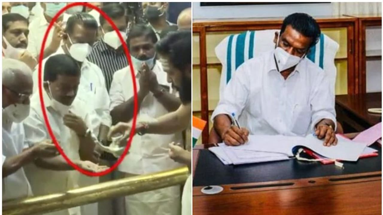 ಅಯ್ಯಪ್ಪಗೆ ಕೈಮುಗಿಯದೇ, ತೀರ್ಥದಲ್ಲಿ ಕೈತೊಳೆದ ಸಚಿವ : ಸಮರ್ಥನೆ