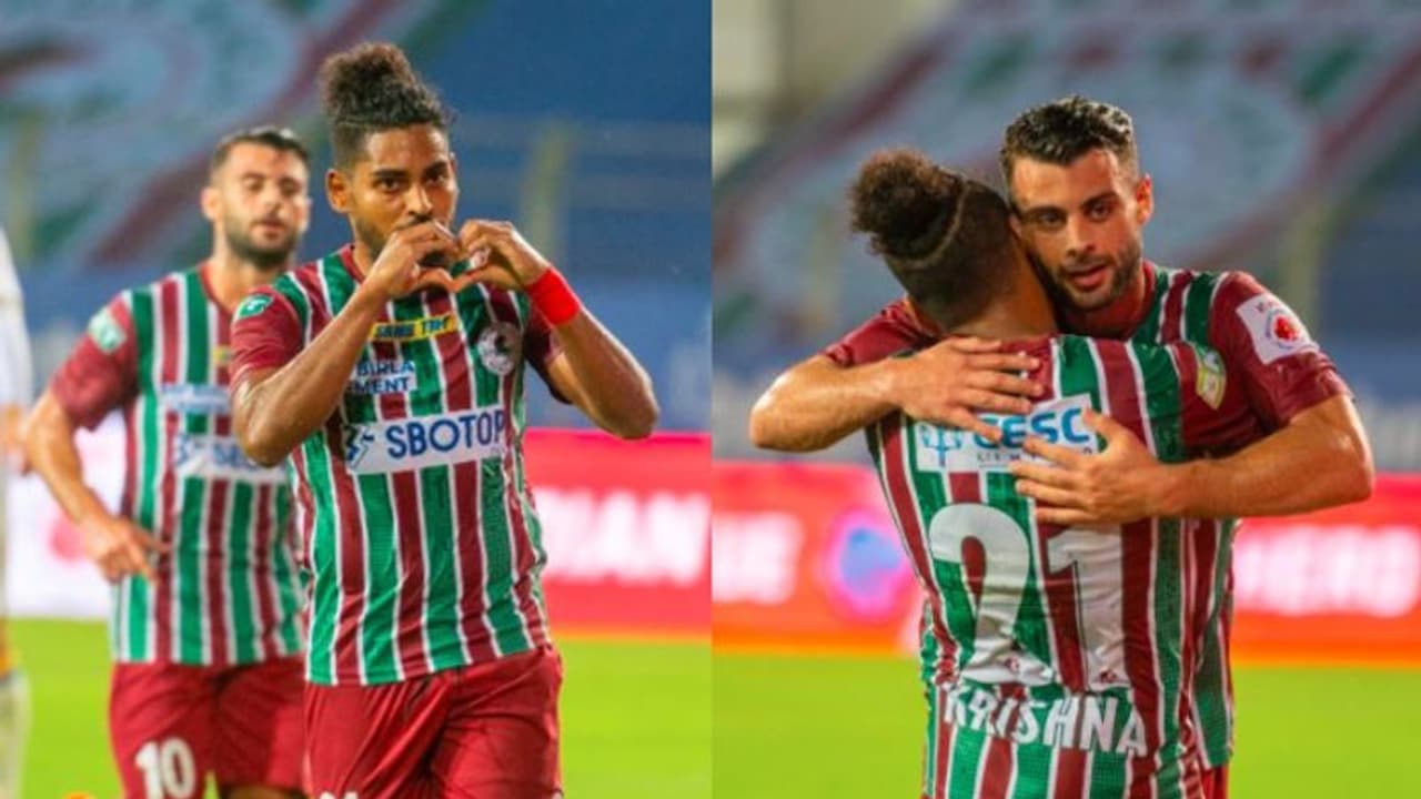 ISL 2021 হুগো বুমৌসের জোড়া গোল, রয় কৃষ্ণার একটি, প্রথমার্ধে ৩ ১ গোলে এগিয়ে এটিকে মোহনবাগান ISL 2021 হুগো বুমৌসের জোড়া গোল, রয় কৃষ্ণার একটি, প্রথমার্ধে ৩ ১ গোলে এগিয়ে এটিকে মোহনবাগান