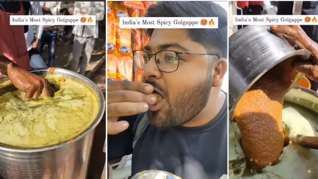 Viral Video : 'എന്തൊരു എരിവാണ്'! സ്പൈസി ഗോൽഗപ്പ കഴിക്കുന്ന വീഡിയോ പങ്കുവച്ച് ഫുഡ് വ്ളോഗർ