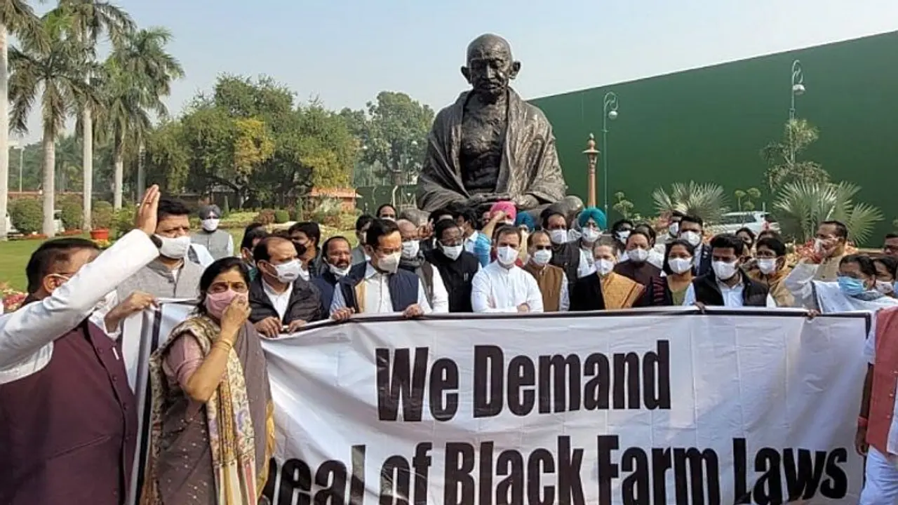 Congress mocked for protesting for repealing farm laws when it has already been announced