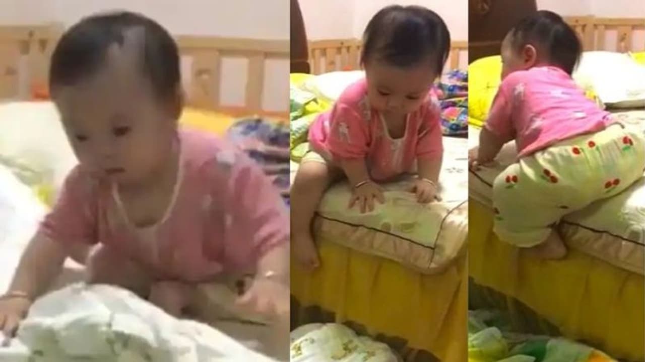 Viral Video : കട്ടിലിൽ നിന്ന് താഴെയിറങ്ങാന് ശ്രമിക്കുന്ന കുരുന്ന്; ബുദ്ധിയ്ക്ക് കയ്യടിച്ച് സോഷ്യൽ മീഡിയ Viral Video : കട്ടിലിൽ നിന്ന് താഴെയിറങ്ങാന് ശ്രമിക്കുന്ന കുരുന്ന്; ബുദ്ധിയ്ക്ക് കയ്യടിച്ച് സോഷ്യൽ മീഡിയ