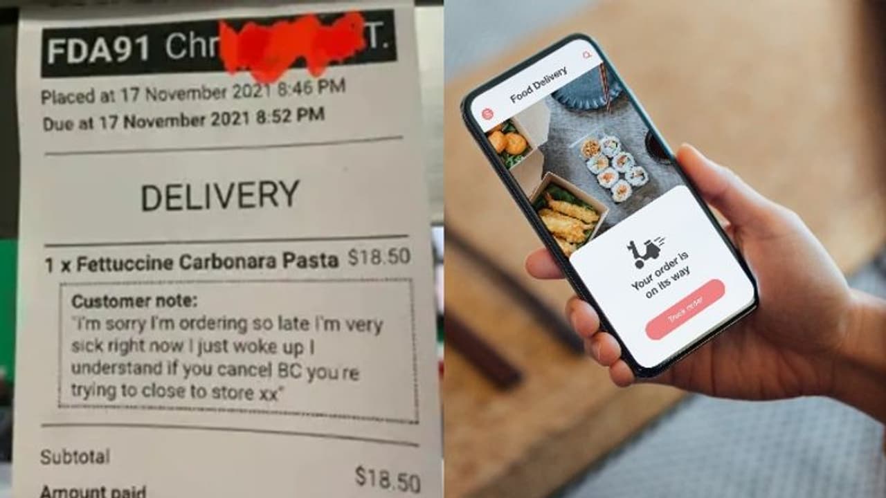 ഓർഡറിനൊപ്പം ഒരു ക്ഷമാപണ കുറിപ്പും; സർപ്രൈസ് മറുപടിയുമായി റെസ്റ്റോറന്‍റ് !