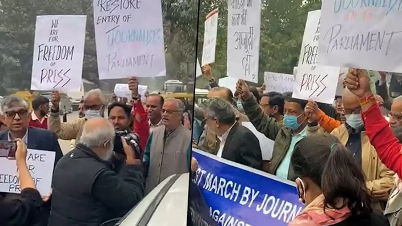 Kept away from Parliament proceedings, journalists hit the street