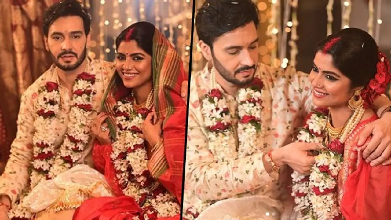 Sayantani Ghosh weds Anugrah Tiwari: Actress ditched wedding lengha; donned classic red Banaras saree