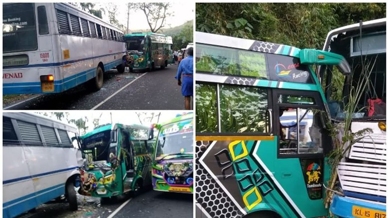 Sabarimala Pilgrimage : ശബരിമല തീർത്ഥാടകർ സഞ്ചരിച്ച വാഹനവും കെഎസ്ആർടിസിയും കൂട്ടിയിടിച്ചു; 11 പേർക്ക് പരിക്ക് Sabarimala Pilgrimage : ശബരിമല തീർത്ഥാടകർ സഞ്ചരിച്ച വാഹനവും കെഎസ്ആർടിസിയും കൂട്ടിയിടിച്ചു; 11 പേർക്ക് പരിക്ക്