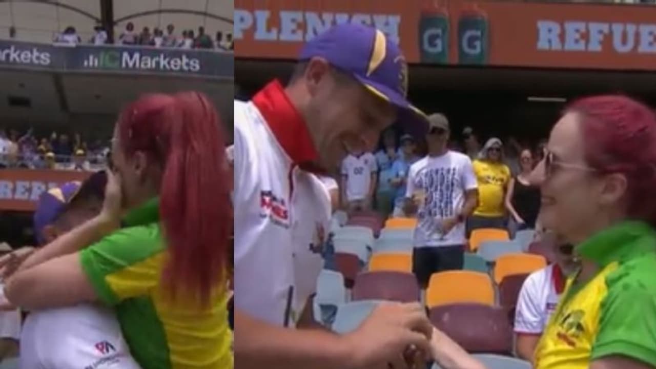 Ashes 2021 22, Gabba Test: English fan proposes to Aussie girl; here's what happened (WATCH) Ashes 2021 22, Gabba Test: English fan proposes to Aussie girl; here's what happened (WATCH)