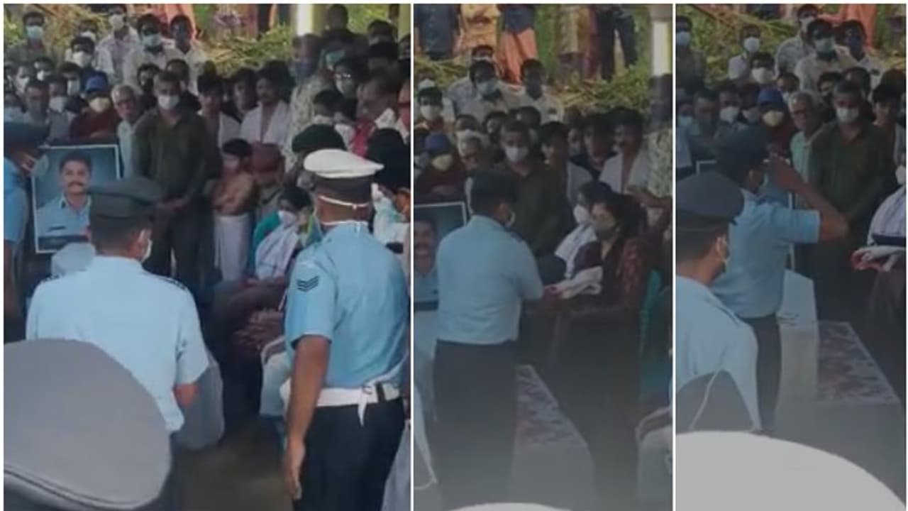 പ്രിയപ്പെട്ടവന്‍റെ യൂണിഫോം നെഞ്ചോട് ചേര്‍ത്ത് ശ്രീലക്ഷ്മി; പ്രദീപിനെ പുതപ്പിച്ച ദേശീയപതാകയും നല്‍കി സൈന്യം