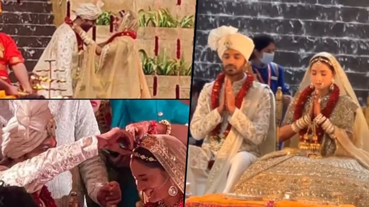 Ankita Lokhande Vicky Jain's marriage: Actress look stunning in golden lehenga as she completes seven pheras