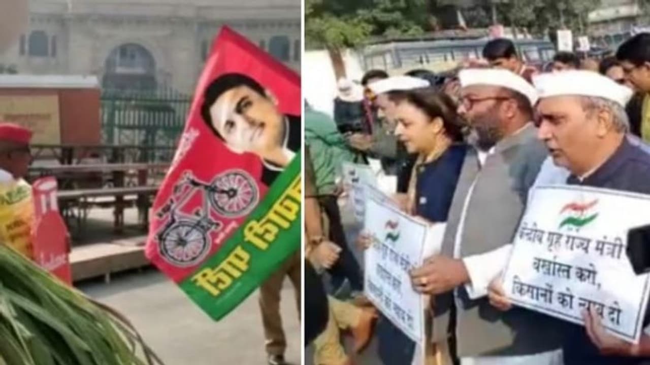 शीतकालीन सत्र शुरू होने से पहले विपक्ष का जोरदार हंगामा, विधानसभा के बाहर सपा कांग्रेस ने किया प्रदर्शन