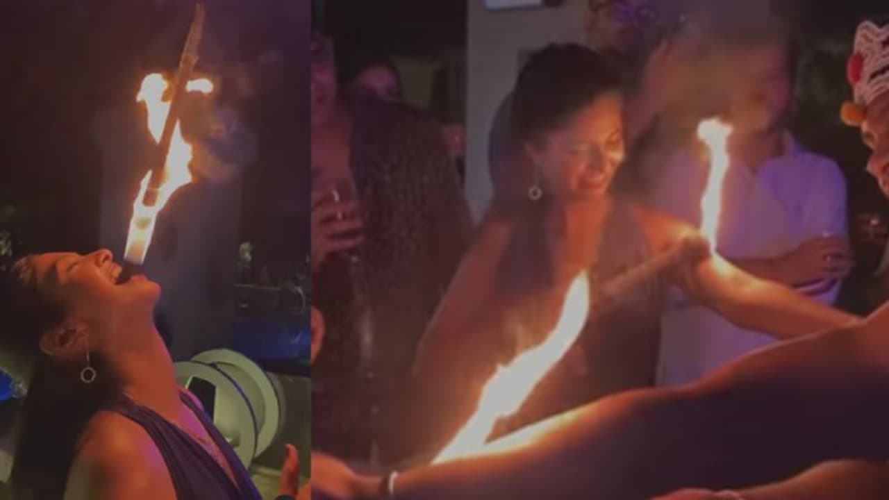 keerthi pandian viral video : பற்றி எரியும் நெருப்பு... பயமின்றி உடம்பில் தேய்த்துக் கொண்ட வாரிசு நடிகை