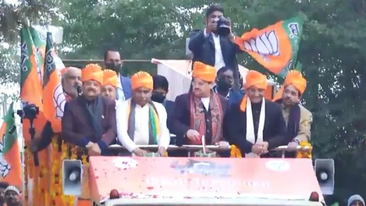 Uttarakhand Election 2022: BJP holds 'Vijay Sankalp Yatra' in Kumaon led by Minister Anurag Thakur, CM Dhami