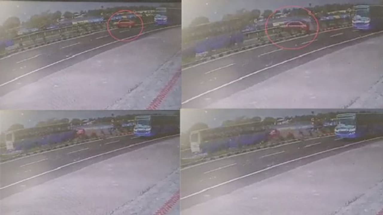 காரை உரசிய அரசு பேருந்தை துரத்திச்சென்ற மருத்துவர்.. எதிரே வந்த பேருந்து மீது மோதி பலியான சிசிடிவி காட்சிகள்!