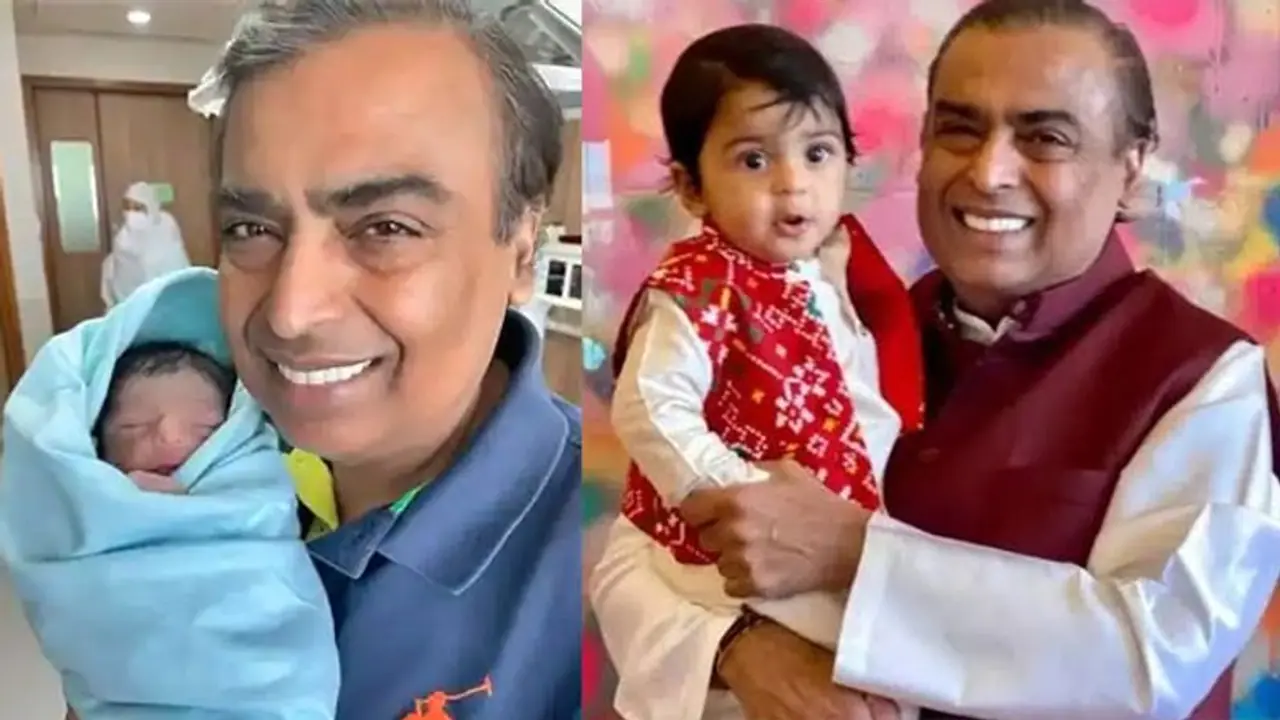 पोते का माथा चूमते दिखे Mukesh Ambani, दादा के साथ वायरल हो रहा पृथ्वी अंबानी का क्यूट Video पोते का माथा चूमते दिखे Mukesh Ambani, दादा के साथ वायरल हो रहा पृथ्वी अंबानी का क्यूट Video