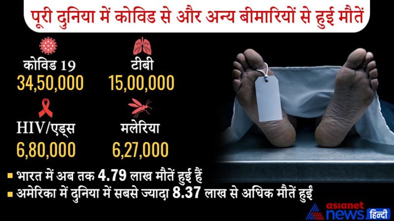 Covid 19 : दुनियाभर में काेरोना से जितनी मौतें हुईं, उतनी एचआईवी, मलेरिया और टीबी तीनों को मिलाकर नहीं हुईं Covid 19 : दुनियाभर में काेरोना से जितनी मौतें हुईं, उतनी एचआईवी, मलेरिया और टीबी तीनों को मिलाकर नहीं हुईं