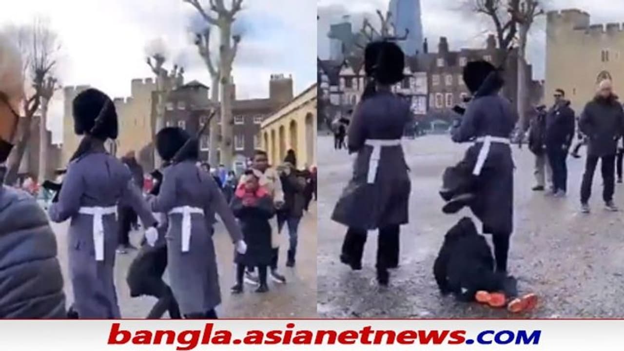 Tower of London Child: ধাক্কা মেরে শিশুকে ফেলে দিল ব্রিটিশ মহারানীর প্রহরী, ভাইরাল ভিডিও