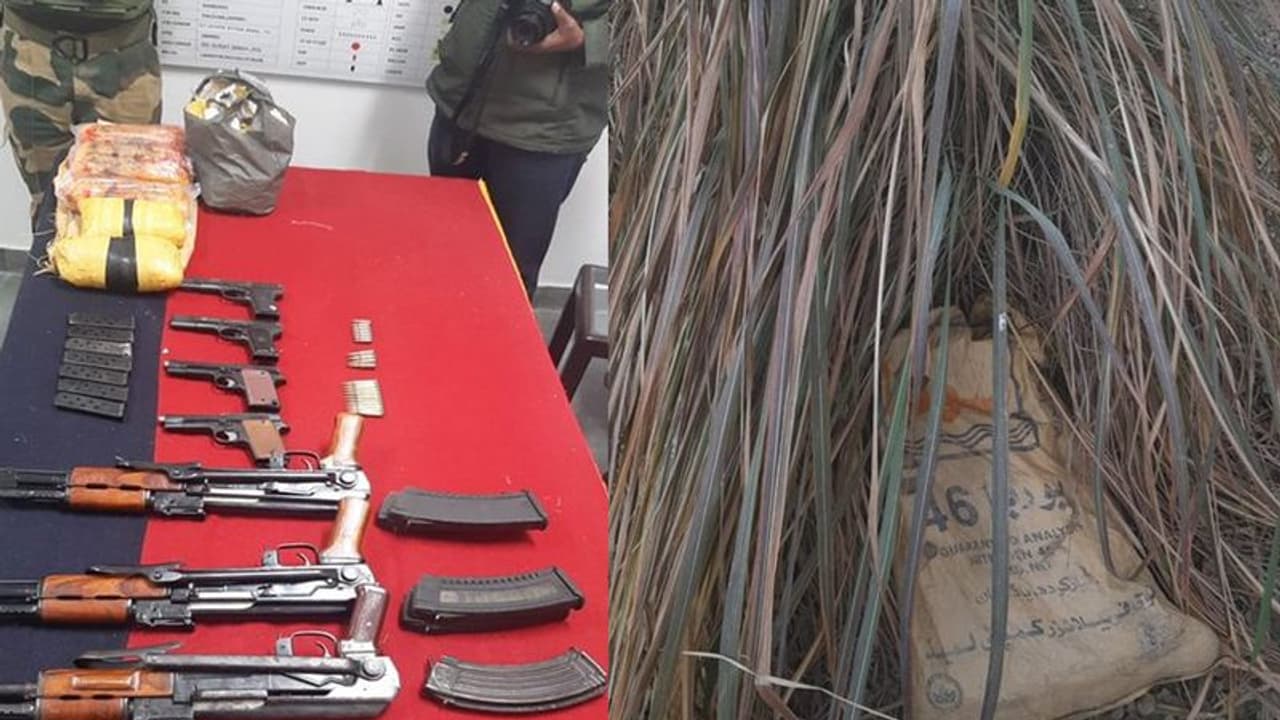 जम्मू सेक्टर में BSF ने पकड़ा हथियारों का जखीरा, गोला बारूद के साथ हेरोइन से भरा बैग भी बरामद जम्मू सेक्टर में BSF ने पकड़ा हथियारों का जखीरा, गोला बारूद के साथ हेरोइन से भरा बैग भी बरामद