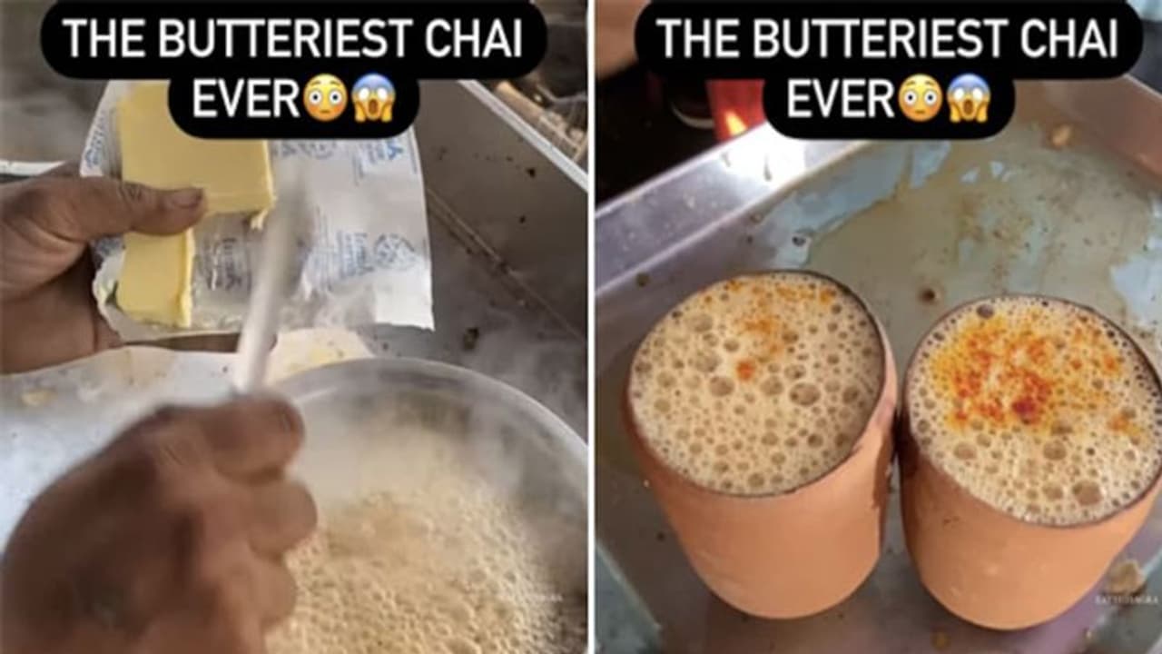 Weird Food Combinations: चाय में बटर डाल कर दिया कबाड़ा, वायरल हो रहा स्ट्रीट वेंडर का वीडियो Weird Food Combinations: चाय में बटर डाल कर दिया कबाड़ा, वायरल हो रहा स्ट्रीट वेंडर का वीडियो