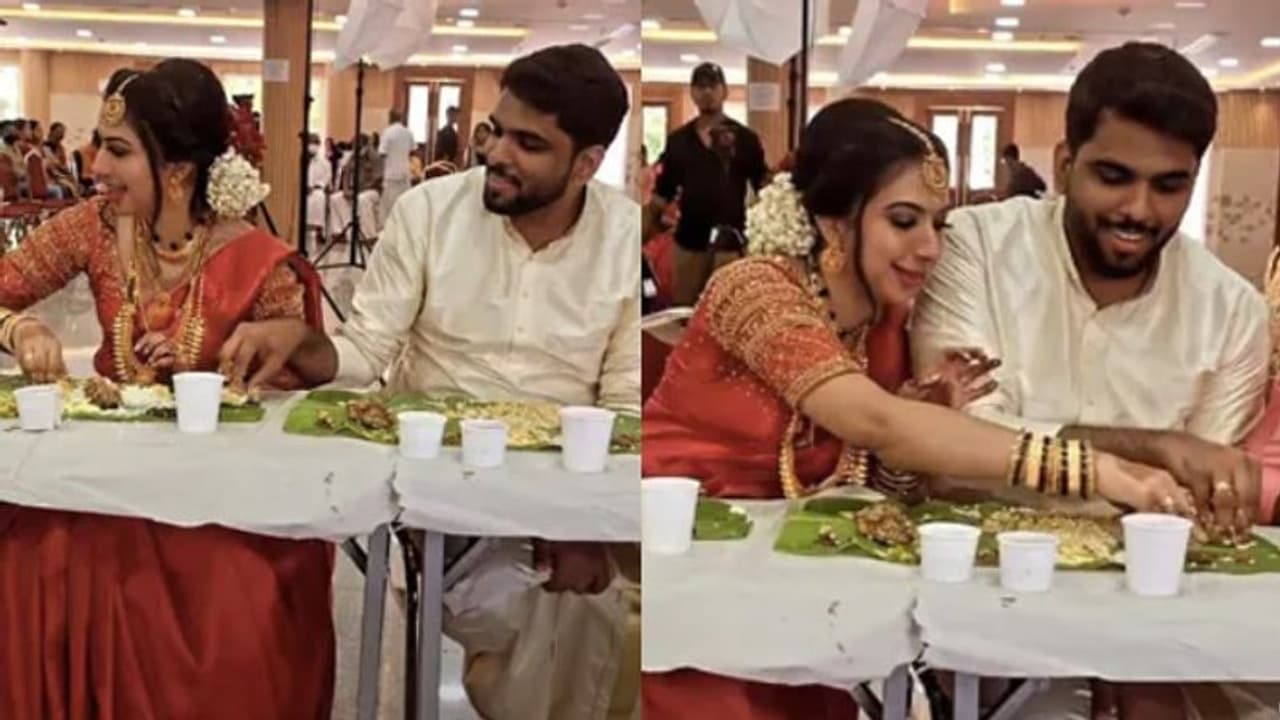 Viral Video : വധുവിന്‍റെ ഇലയില്‍ നിന്ന് ഭക്ഷണം കട്ടെടുക്കുന്ന വരന്‍; വീഡിയോ വൈറല്‍