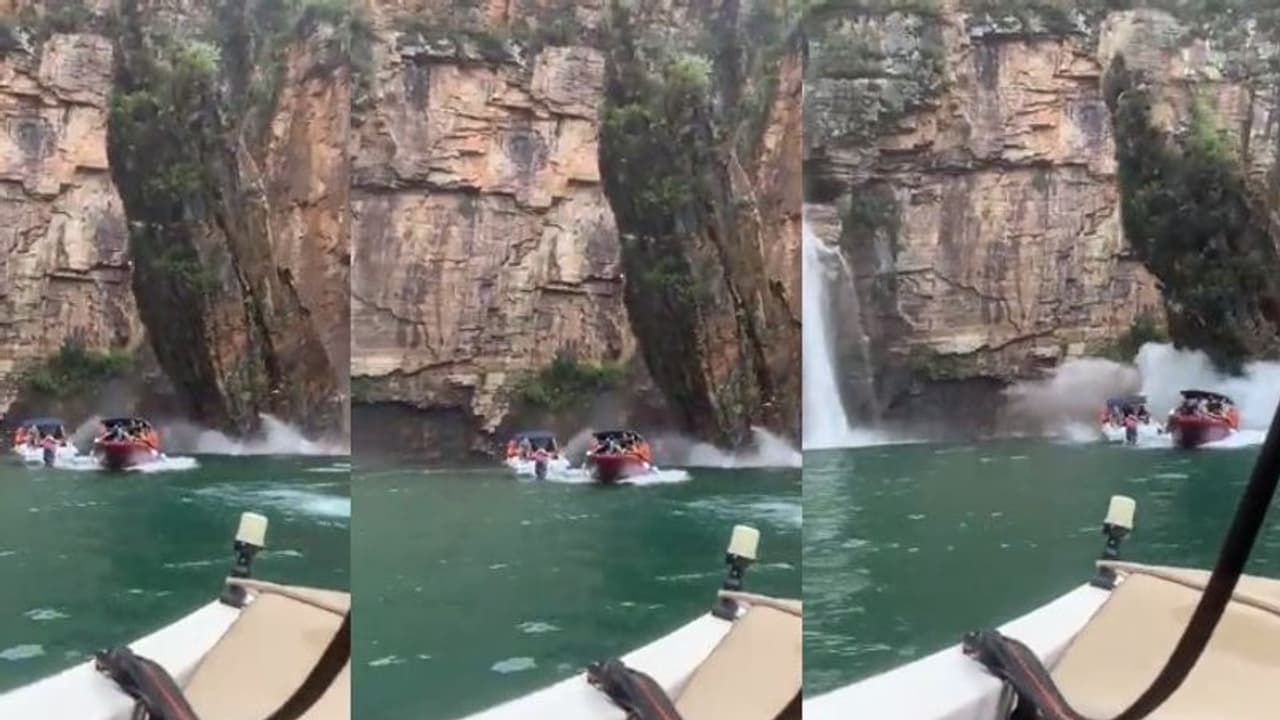 കൂറ്റന്പാറ ഇടിഞ്ഞു വീണു; 7 വിനോദ സഞ്ചാരികള് മരിച്ചു വീഡിയോ കൂറ്റന്പാറ ഇടിഞ്ഞു വീണു; 7 വിനോദ സഞ്ചാരികള് മരിച്ചു വീഡിയോ