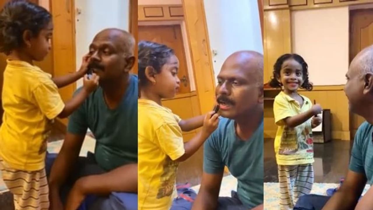 Viral Video: ഐപിഎസുകാരന് മേക്കപ്പ് ചെയ്യുന്ന മകള്‍; വൈറലായി വീഡിയോ