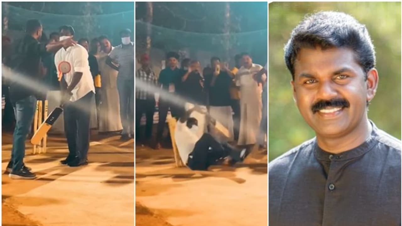 ​ഗ്രൗണ്ട് ഉദ്ഘാടനത്തിനെത്തിയപ്പോള്‍ 'എറിഞ്ഞ് വീഴ്ത്തിയ' ബൗളര്‍; വീഡിയോ പങ്കുവെച്ച് എംഎല്‍എ