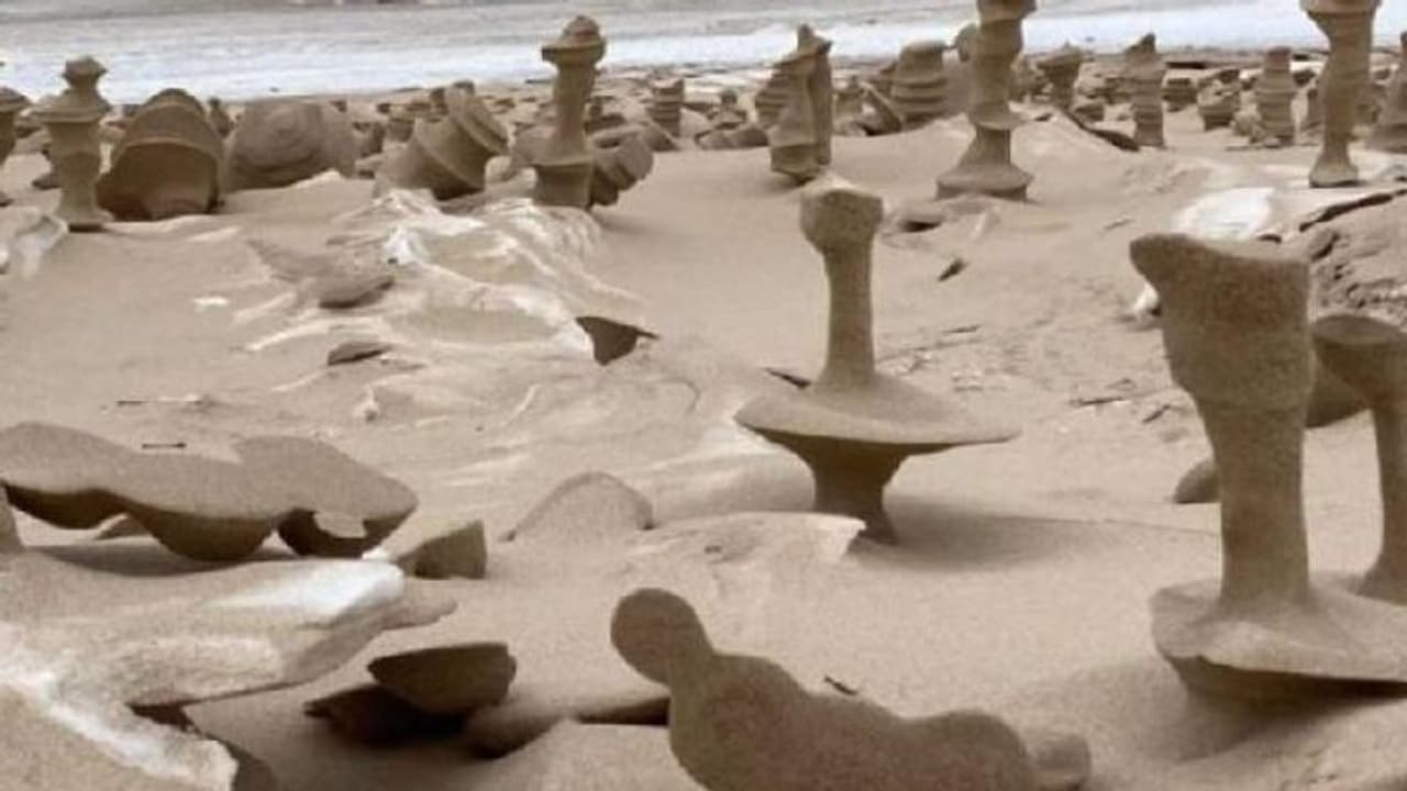 Frozen Sand : തടാകതീരത്ത് മണലിൽ പൊടുന്നനെ ചില നിഗൂഢരൂപങ്ങൾ, വൈറലായി ചിത്രങ്ങൾ Frozen Sand : തടാകതീരത്ത് മണലിൽ പൊടുന്നനെ ചില നിഗൂഢരൂപങ്ങൾ, വൈറലായി ചിത്രങ്ങൾ