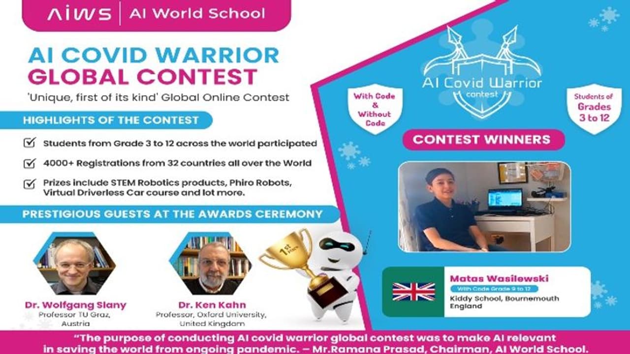 AI World School நடத்திய சர்வதேச கோவிட் வாரியர் போட்டி..! வெற்றியாளர்களுக்கு மிகச்சிறந்த பரிசுகள் AI World School நடத்திய சர்வதேச கோவிட் வாரியர் போட்டி..! வெற்றியாளர்களுக்கு மிகச்சிறந்த பரிசுகள்