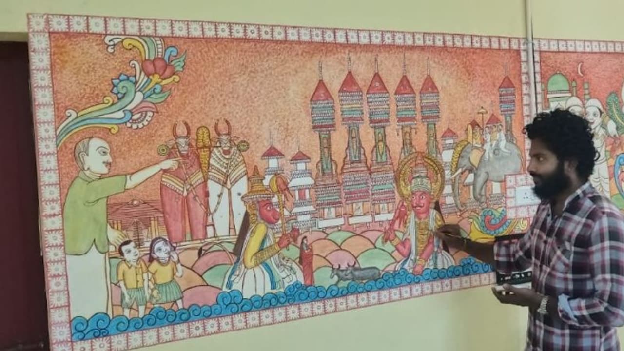 കേരള ചിത്രകലാ പാരമ്പര്യം നിറച്ച് അങ്കനവാടി ചുവരുകൾ കേരള ചിത്രകലാ പാരമ്പര്യം നിറച്ച് അങ്കനവാടി ചുവരുകൾ