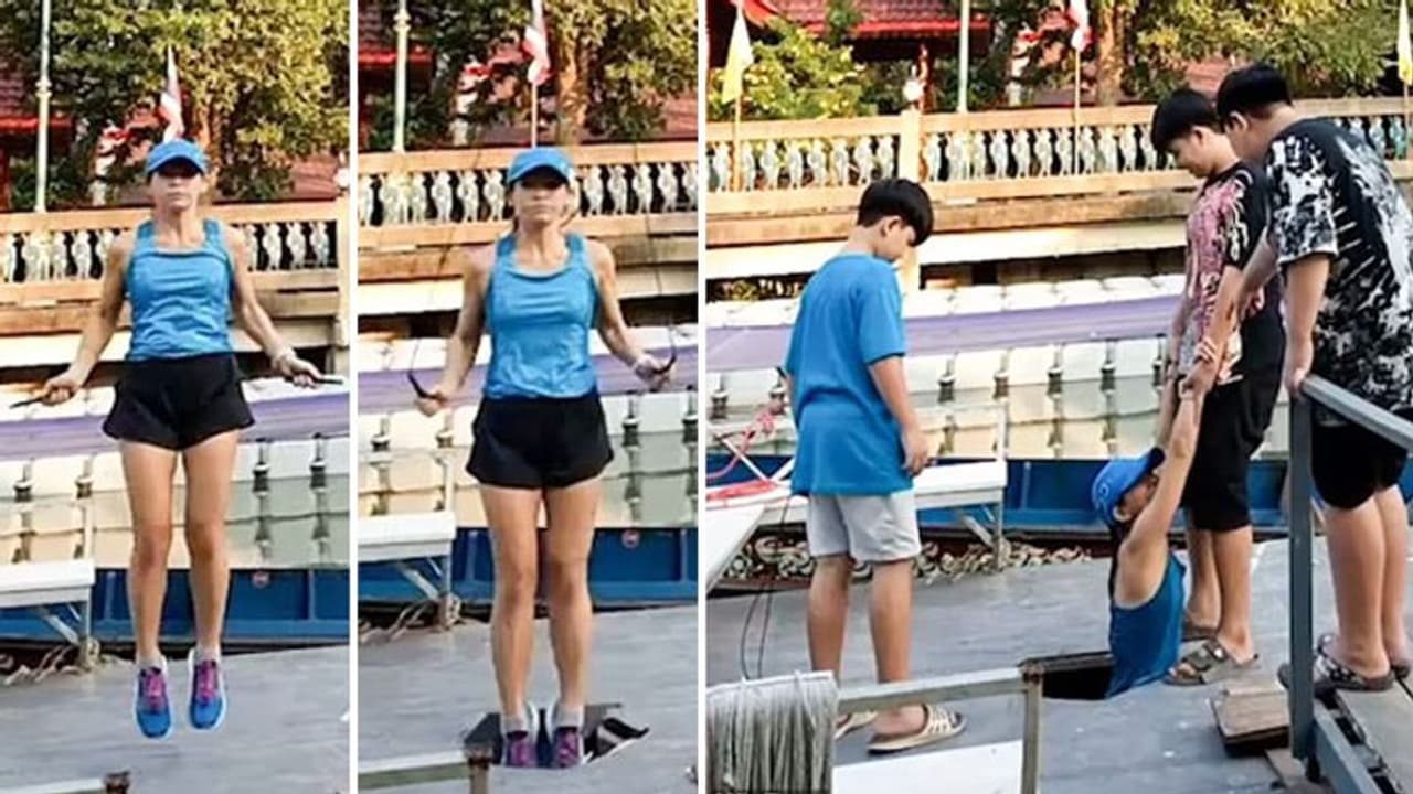 Shocking video: नदी किनारे रस्सी कूद रही थी महिला, अचानक जैसे धरती फट गई और वो उसमें जा समाई Shocking video: नदी किनारे रस्सी कूद रही थी महिला, अचानक जैसे धरती फट गई और वो उसमें जा समाई