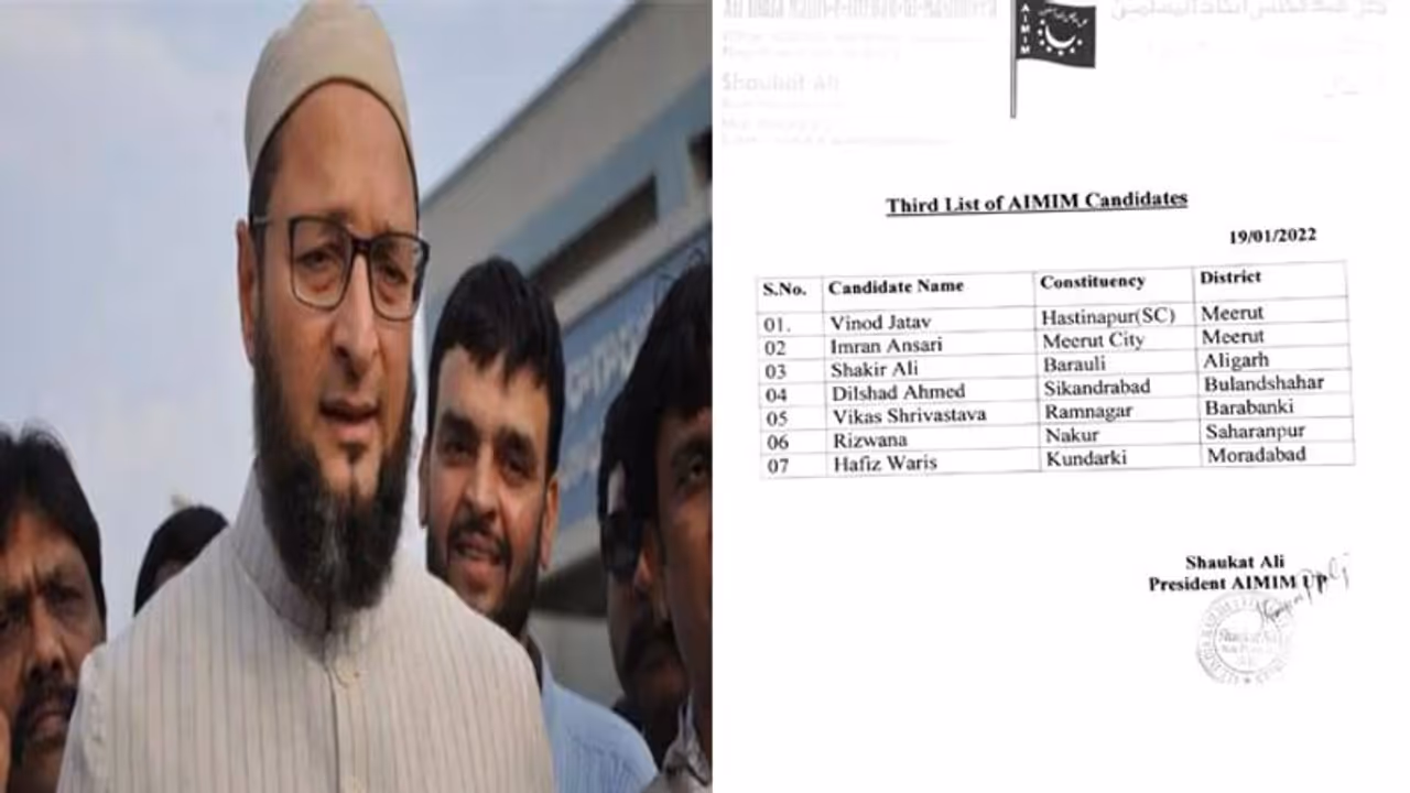 UP Election 2022: AIMIM ने सात उम्मीदवारों की तीसरी सूची जारी की, देखें पूरी लिस्ट UP Election 2022: AIMIM ने सात उम्मीदवारों की तीसरी सूची जारी की, देखें पूरी लिस्ट