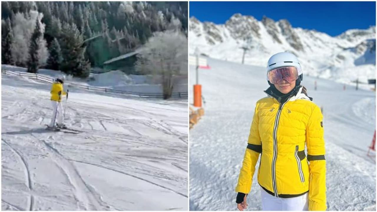 Samantha skiing : வாவ்..என்னம்மா சறுக்குறாங்க...பனிச்சறுக்கில் அசத்தும் சமந்தா..க்யூட் வீடியோ உள்ளே!!