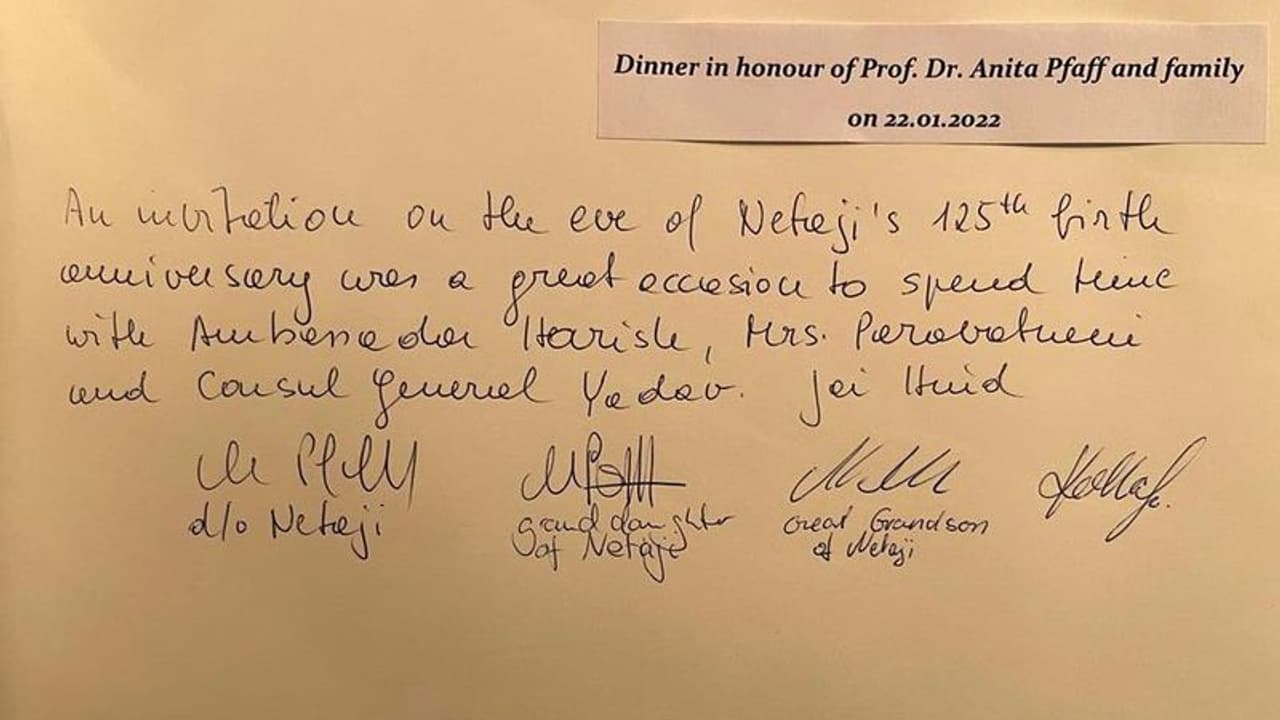 Netaji Birth Anniversary ಜರ್ಮನಿಯಲ್ಲಿ ವಿಶೇಷ ಔತಣಕೂಟ, ಜೈಹಿಂದ್ ಎಂದ ನೇತಾಜಿ ಪುತ್ರಿ