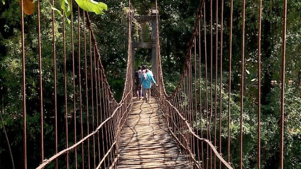 അക്കരെയെത്താൻ..! ദ്രവിച്ച് വീഴാറായ തൂക്കുപാലത്തിലൂടെ ഒരുനാടിന്റെ അതിസാഹസിക യാത്ര അക്കരെയെത്താൻ..! ദ്രവിച്ച് വീഴാറായ തൂക്കുപാലത്തിലൂടെ ഒരുനാടിന്റെ അതിസാഹസിക യാത്ര