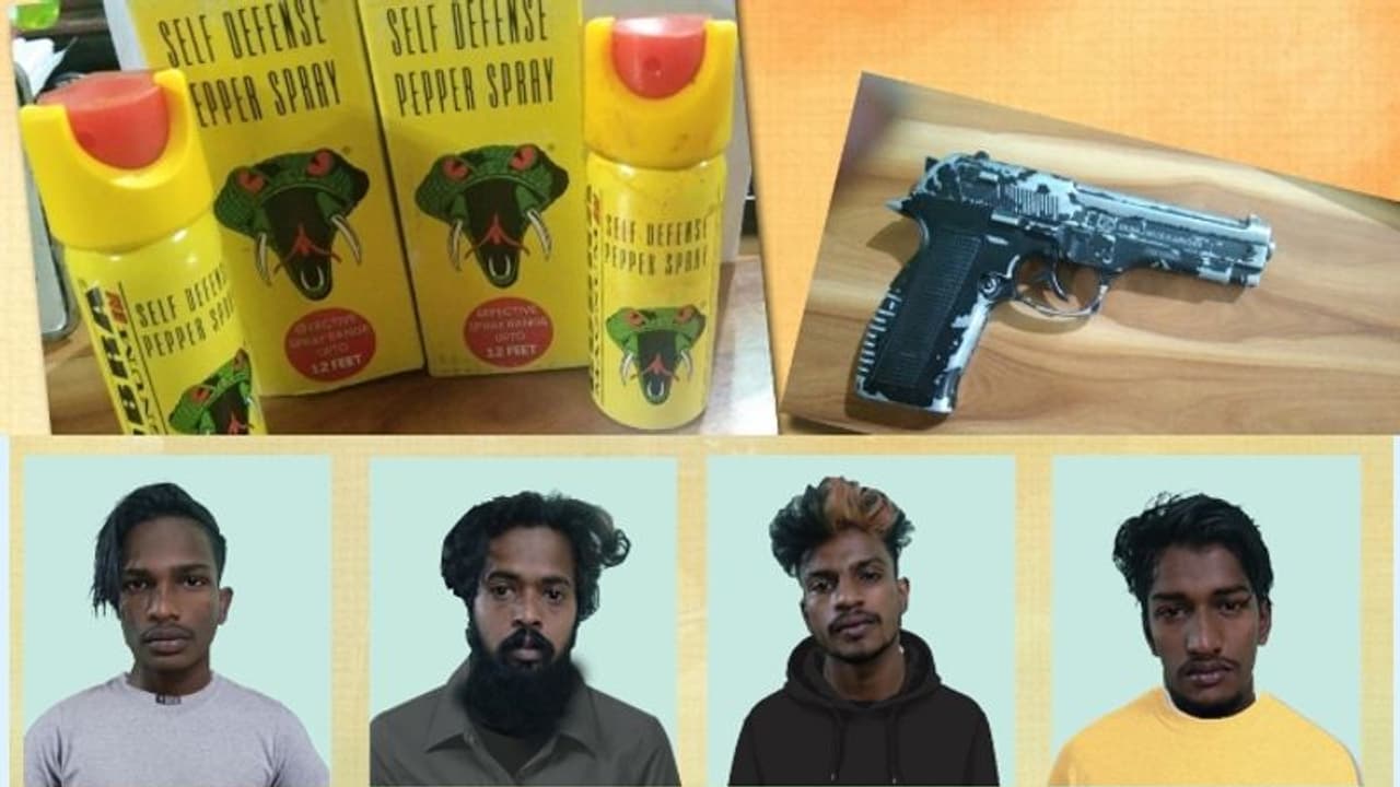 ഡമ്മി തോക്കും കുരുമുളക് സ്പ്രേയുമായി നാലംഗ കവർച്ചാസംഘം തൃശ്ശൂരിൽ പിടിയിൽ