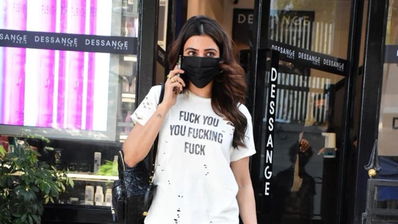 Samantha : யாரை திட்டுகிறார் சமந்தா..? வைரலான கெட்டவார்த்தை டீ ஷர்ட்..!