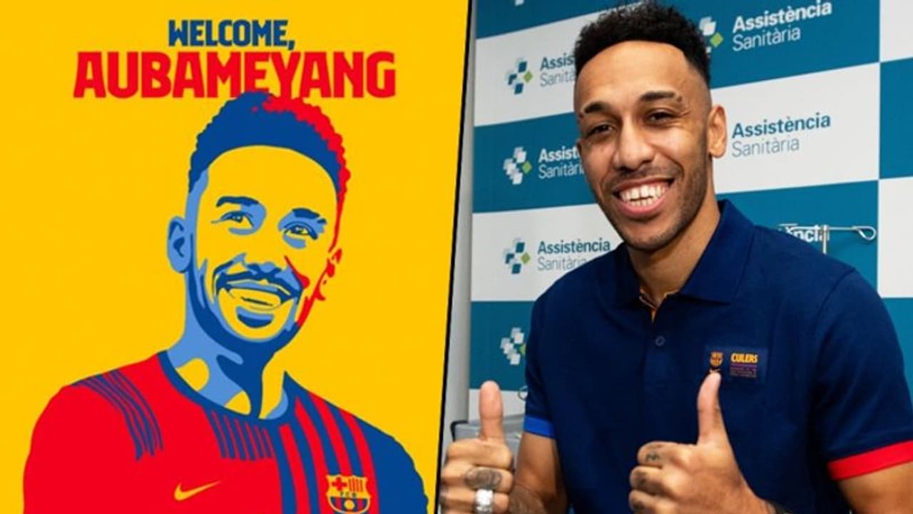 Barcelona announces signing of Aubameyang from Arsenal; striker says will give everything to restore glory Barcelona announces signing of Aubameyang from Arsenal; striker says will give everything to restore glory