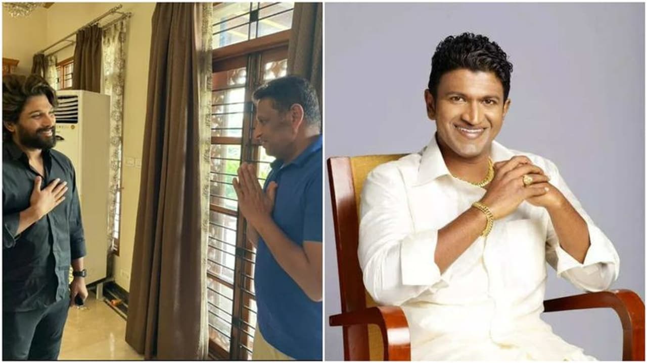 புனித் ராஜ்குமார் வீட்டிற்கு சென்ற புஷ்பா நாயகன் அல்லுஅர்ஜூன்..4 மாதங்களுக்கு பிறகு அஞ்சலி..