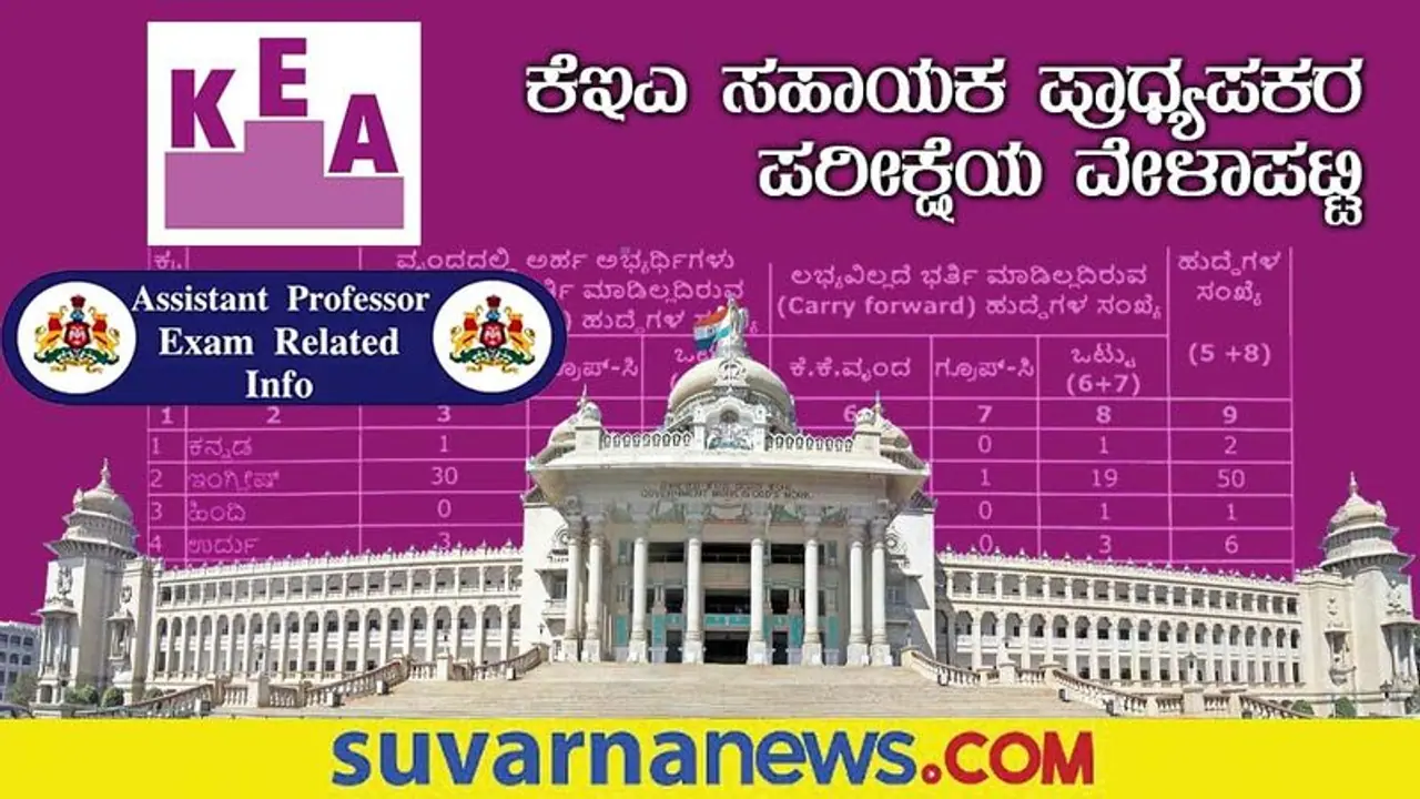 KEA Assistant Professor Exam Date 2022: ಸಹಾಯಕ ಪ್ರಾಧ್ಯಾಪಕರ ಹುದ್ದೆಗೆ ಸ್ಪರ್ಧಾತ್ಮಕ ಪರೀಕ್ಷೆ ದಿನಾಂಕ ಪ್ರಕಟ