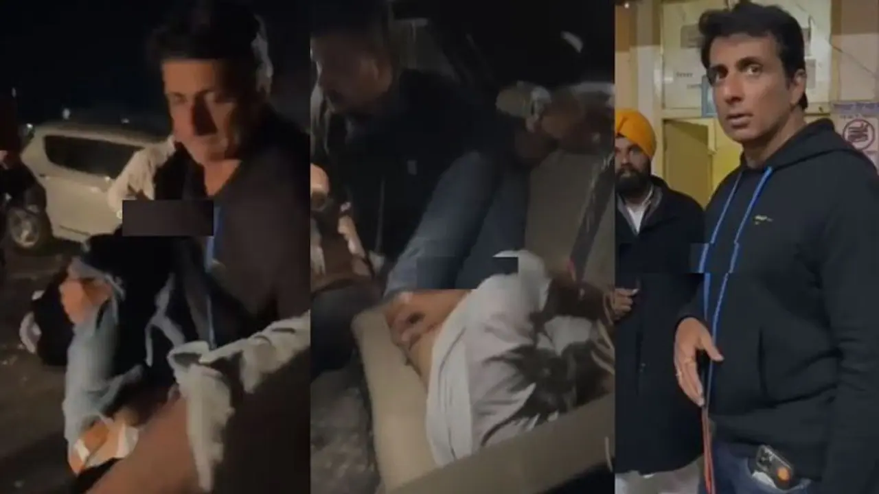 पंजाब:सोनू सूद ने बचाई युवक की जिंदगी, एक्सीडेंट के बाद अंदर फंसा था, खुद बाहर निकाला, हॉस्पिटल लेकर गए, Video