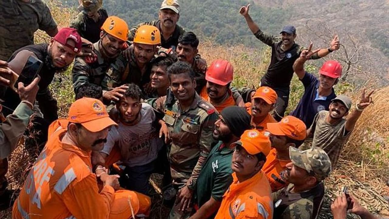Kerala youth trapped on edge of hillock rescued after 46 hours Kerala youth trapped on edge of hillock rescued after 46 hours