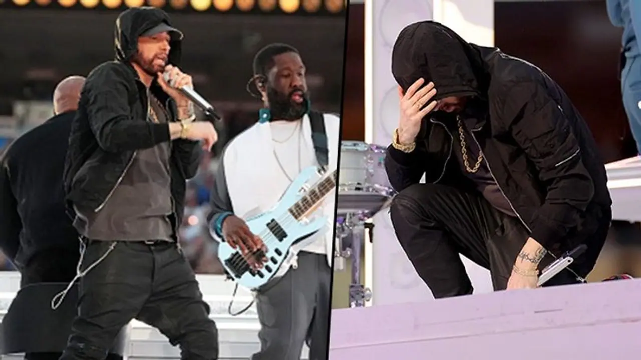 Super Bowl 2022 Half Time: Eminem kneels amidst NFL controversy rumours; NFL says it was aware Super Bowl 2022 Half Time: Eminem kneels amidst NFL controversy rumours; NFL says it was aware
