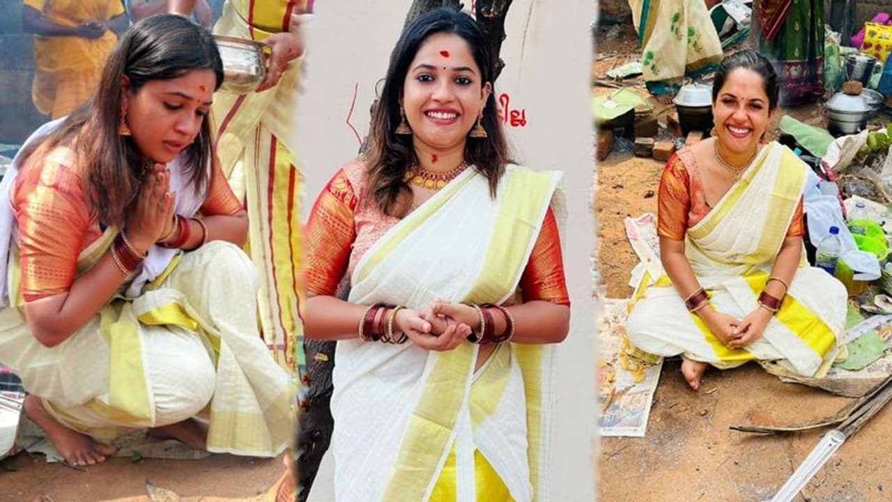 Amrutha nair : ആറ്റുകാലമ്മയ്ക്ക് നിറകണ്ണുകളോടെ പൊങ്കാലയര്‍പ്പിച്ച് 'കുടുംബവിളക്ക് ശീതള്‍'