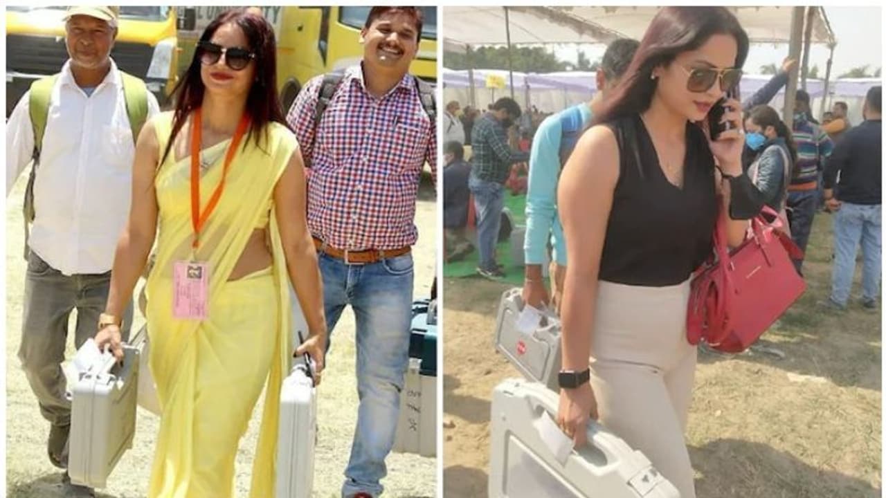 UP election : 2019ല്‍ മഞ്ഞസാരി, കൂളിംഗ് ഗ്ലാസ്; ഇക്കുറി കറുത്തടോപ്പ്, ബേഷ് പാന്റ്, കൂളിംഗ് ഗ്ലാസ്; വൈറലായി റീന