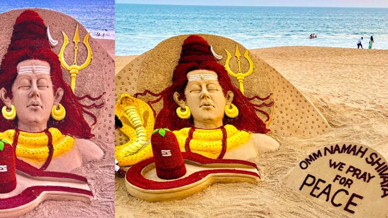 विश्व शांति की कामना के साथ सुदर्शन पटनायक ने 23 हजार रुद्राक्ष से बनाए शिव;मोदी ने कहा 'महादेव कल्याण करें'