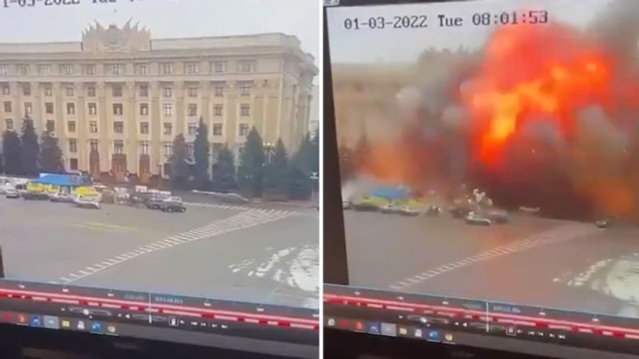 Russian missile blows up Kharkiv's administration building (Watch) Russian missile blows up Kharkiv's administration building (Watch)